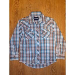 Wrangler Pearl Snap Shirt Kids Unisex Medium Plaid